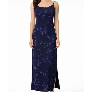 VTG 90s City Triangles Navy Maxi Slip Dress Ditzy Floral Y2K Minimalist Retro